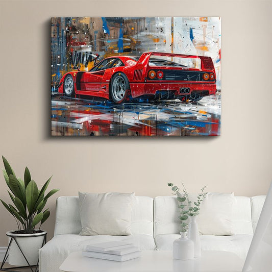 Ferrari F40 - Kırmızı İtalyan Süper Otomobil Sanatsal Kanvas Tablo