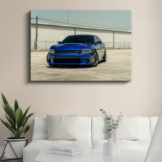 Dodge Charger SRT - Mavi Amerikan Muscle Car Kanvas Tablo