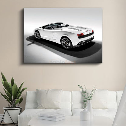 Lamborghini Gallardo Spyder - Beyaz İtalyan Süper Otomobil Kanvas Tablo