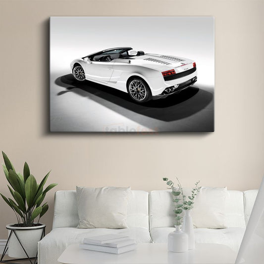 Lamborghini Gallardo Spyder - Beyaz İtalyan Süper Otomobil Kanvas Tablo