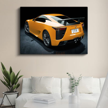 Lexus LFA - Turuncu Japon Süper Otomobil Arka Görünüm Kanvas Tablo