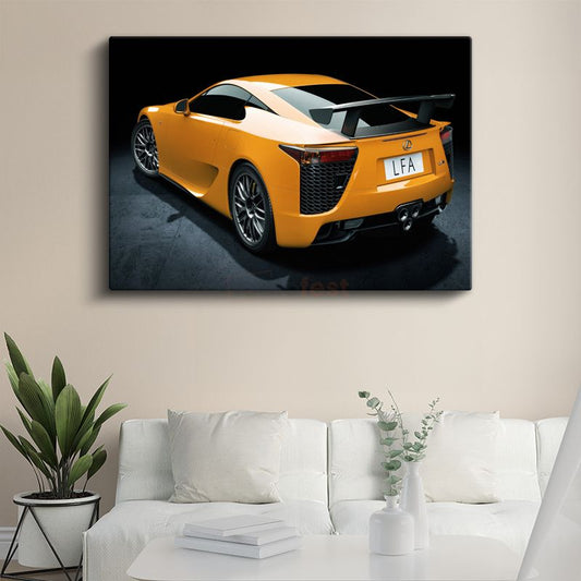 Lexus LFA - Turuncu Japon Süper Otomobil Arka Görünüm Kanvas Tablo