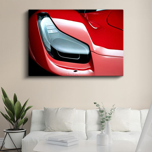 Ferrari - Kırmızı Spor Otomobil Far Detayı Kanvas Tablo