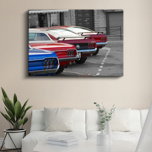 Ford Mustang - Klasik Amerikan Muscle Car Arka Görünüm Kanvas Tablo