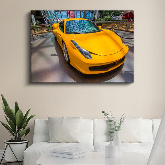 Ferrari 458 Italia - Sarı İtalyan Spor Otomobil Kanvas Tablo