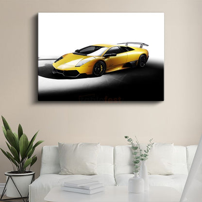 Lamborghini Murcielago SV - Sarı Süper Spor Otomobil Kanvas Tablo