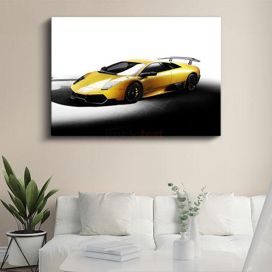 Lamborghini Murcielago SV - Sarı Süper Spor Otomobil Kanvas Tablo