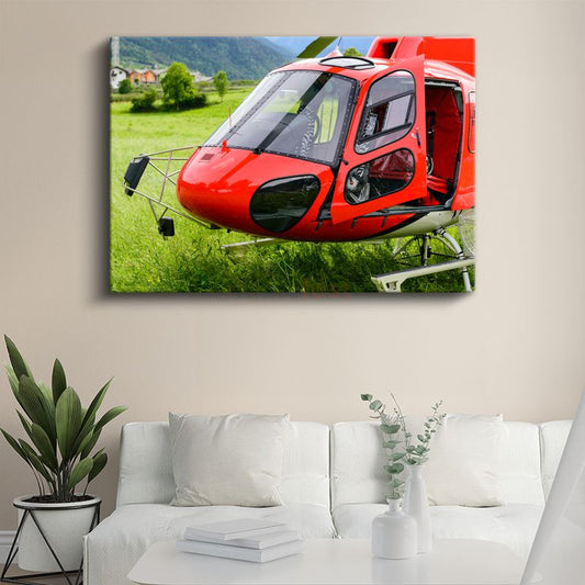Kırmızı Helikopter - Doğada Havacılık Teknolojisi Kanvas Tablo