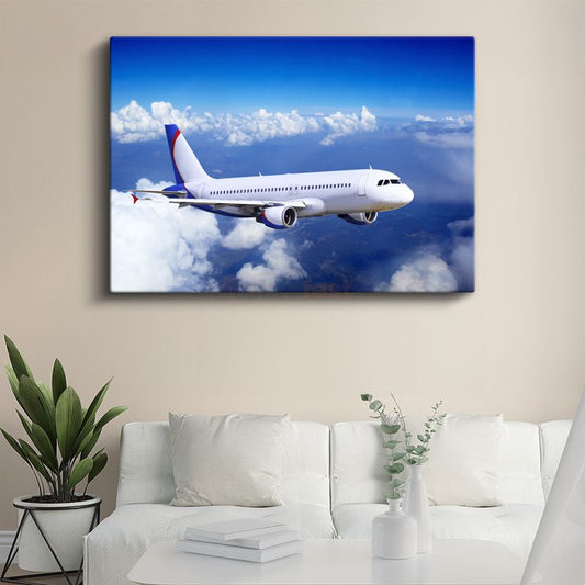 Airbus A320 - Mavi Gökyüzünde Yolcu Uçağı Kanvas Tablo