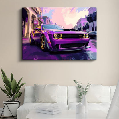 Dodge Challenger SRT - Mor Canavar Spor Otomobil Kanvas Tablo
