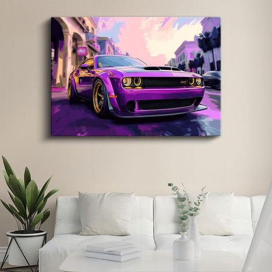 Dodge Challenger SRT - Mor Canavar Spor Otomobil Kanvas Tablo