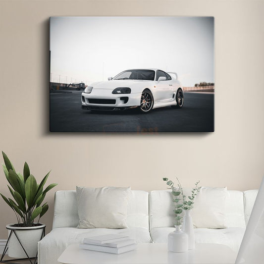 Toyota Supra - Beyaz Spor Otomobil Klasiği Kanvas Tablo