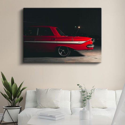 Chevrolet Impala - Kırmızı Klasik Amerikan Arabası Kanvas Tablo