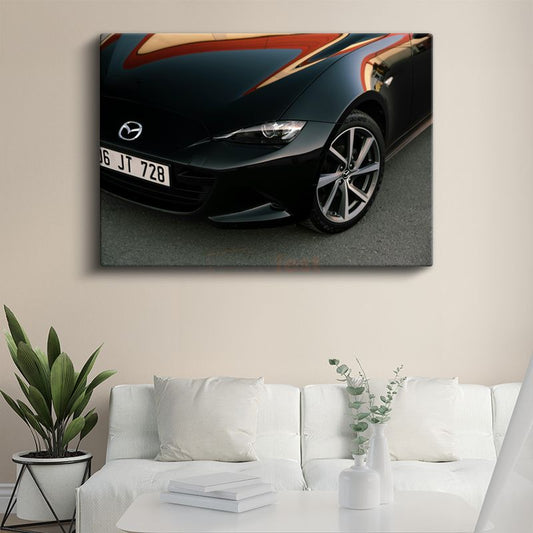 Mazda - Siyah Spor Otomobil Ön Detay Kanvas Tablo