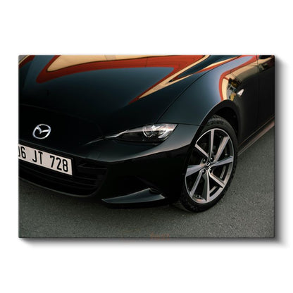 Mazda - Siyah Spor Otomobil Ön Detay Kanvas Tablo