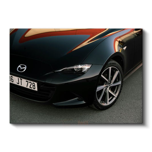 Mazda - Siyah Spor Otomobil Ön Detay Kanvas Tablo