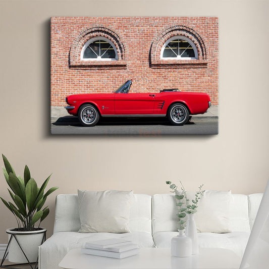 Ford Mustang - Klasik Kırmızı Convertible Kanvas Tablo