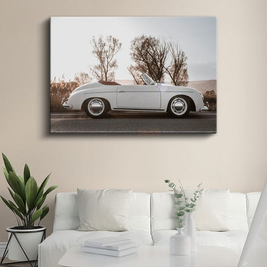 Porsche 356 Speedster - Beyaz Klasik Cabriolet Kanvas Tablo