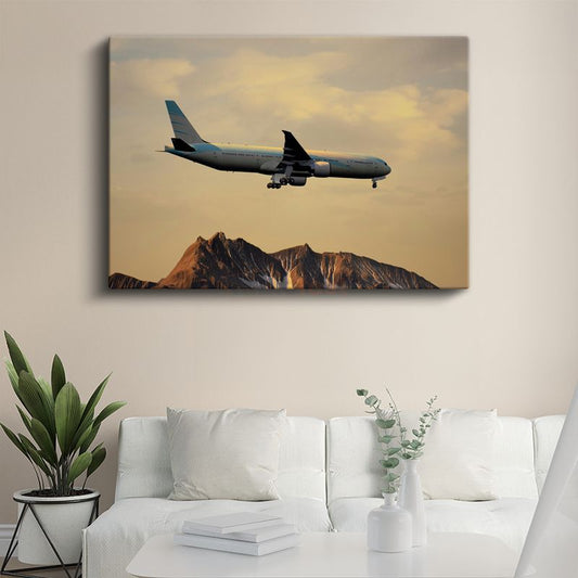 Boeing 777 - Dağlar Üzerinde Uçuş Kanvas Tablo