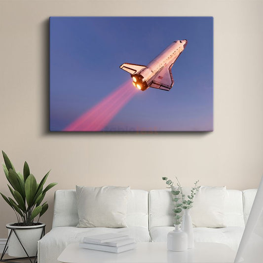Space Shuttle - Gökyüzünde Yükselen Uzay Mekiği Kanvas Tablo
