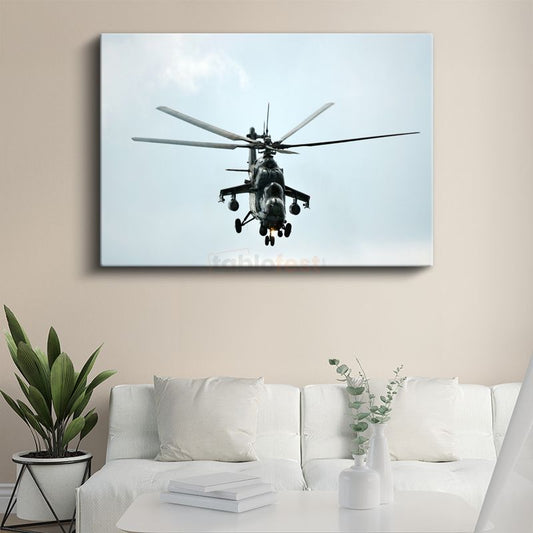 Mi-24 Hind Helikopter - Havada Askeri Hava Aracı Kanvas Tablo