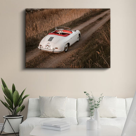 Porsche 356 Speedster - Beyaz Klasik Üstü Açık Spor Otomobil Kanvas Tablo