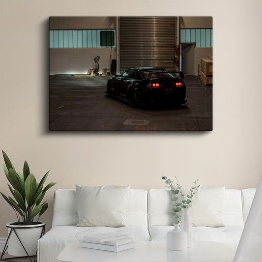 Toyota Supra - Siyah Modifiyeli Japon Spor Otomobil Kanvas Tablo
