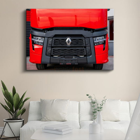 Renault Trucks - Kırmızı Modern Tır Ön Görünüm Kanvas Tablo