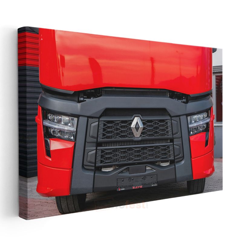 Renault Trucks - Kırmızı Modern Tır Ön Görünüm Kanvas Tablo