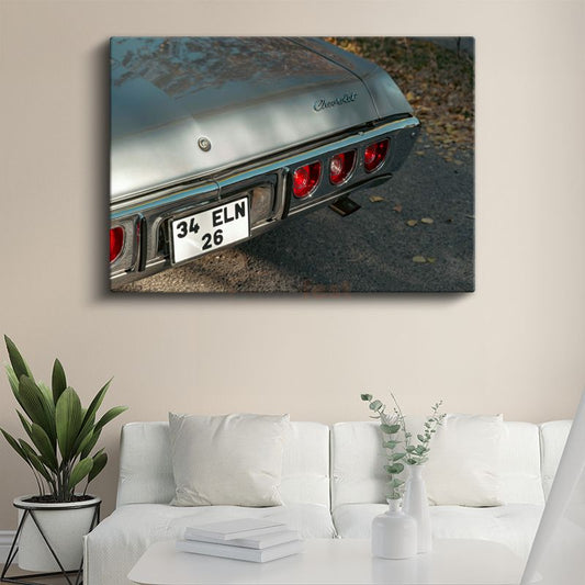 Chevrolet Impala - Klasik Amerikan Otomobili Arka Detay Kanvas Tablo