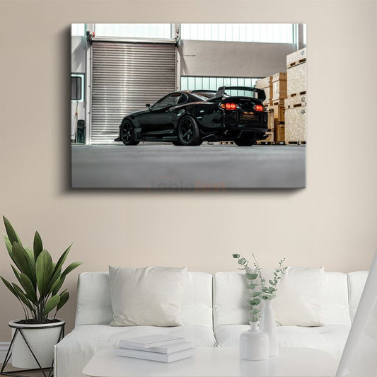 Toyota Supra - Siyah Modifiyeli Japon Spor Otomobil Arka Görünüm Kanvas Tablo