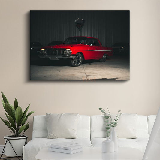 Chevrolet Impala - Kırmızı Klasik Amerikan Otomobili Kanvas Tablo