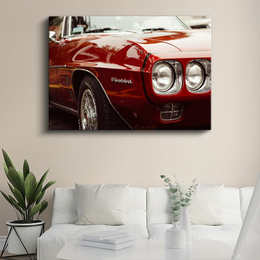 Pontiac Firebird - Kırmızı Klasik Amerikan Muscle Car Kanvas Tablo