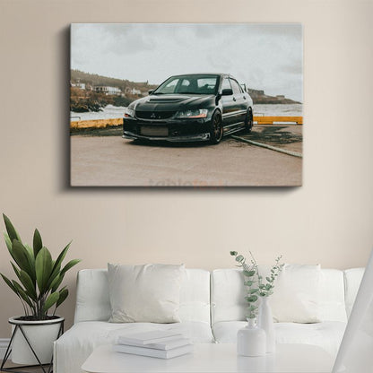 Mitsubishi Lancer Evolution - Siyah Spor Sedan Kanvas Tablo