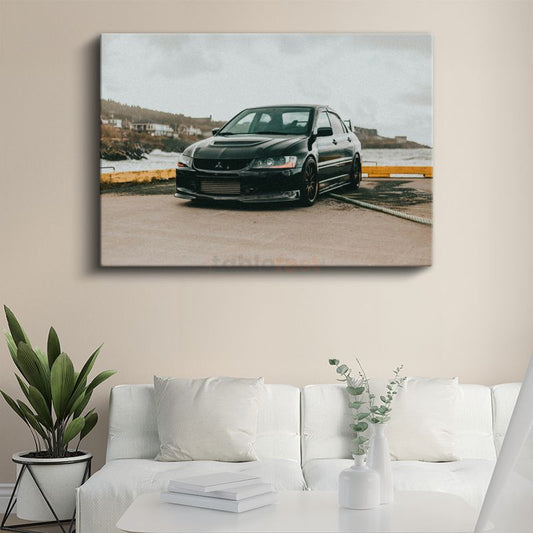 Mitsubishi Lancer Evolution - Siyah Spor Sedan Kanvas Tablo