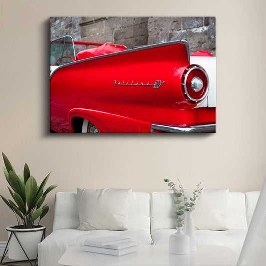 Ford Fairlane - Kırmızı Klasik Amerikan Convertible Kanvas Tablo