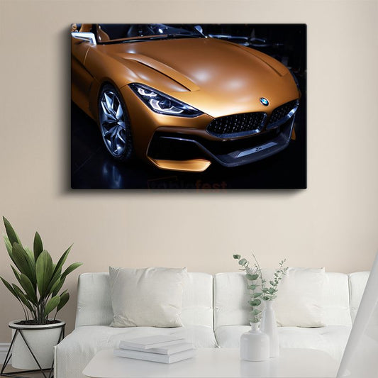 BMW Z4 Concept - Altın Rengi Lüks Spor Otomobil Kanvas Tablo