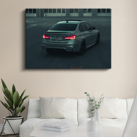 BMW M3 - Gece Aydınlatmalı Arka Görünüm Kanvas Tablo