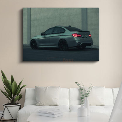 BMW M3 - Yan Profil Gri Performans Sedan Kanvas Tablo