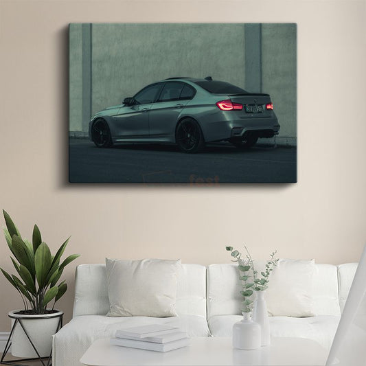 BMW M3 - Yan Profil Gri Performans Sedan Kanvas Tablo