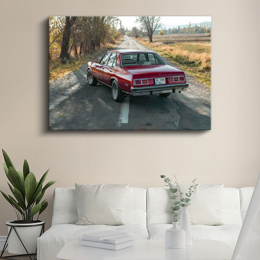 Chevrolet Nova - Kırmızı Klasik Amerikan Sedan Kanvas Tablo
