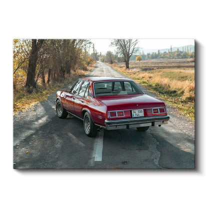 Chevrolet Nova - Kırmızı Klasik Amerikan Sedan Kanvas Tablo