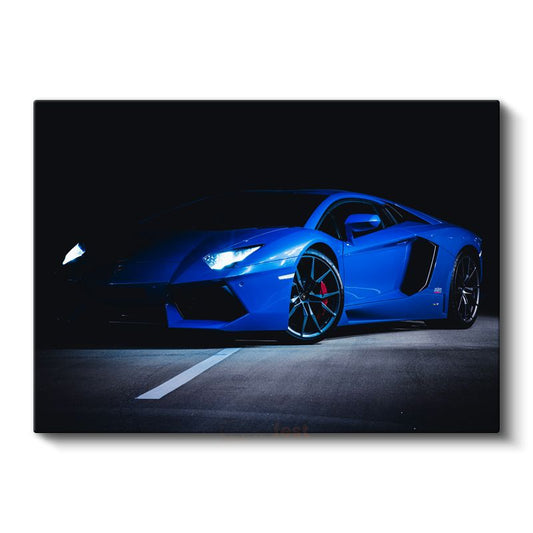 Lamborghini Aventador - Mavi Süper Otomobil Kanvas Tablo