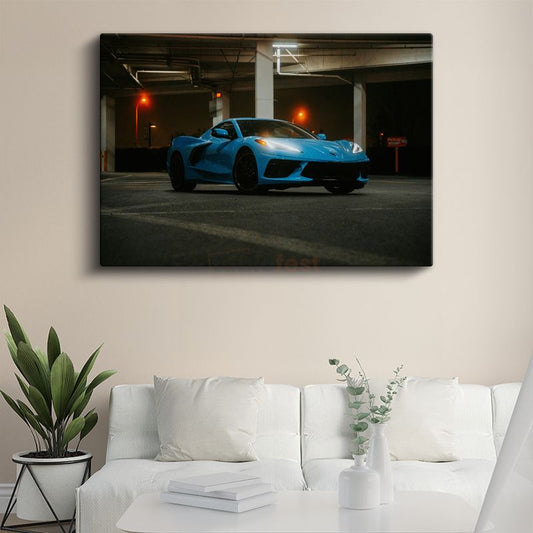 Chevrolet Corvette C8 - Gece Görünümü Kanvas Tablo