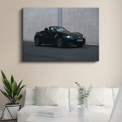 Mazda MX-5 - Siyah Roadster Cabrio Kanvas Tablo