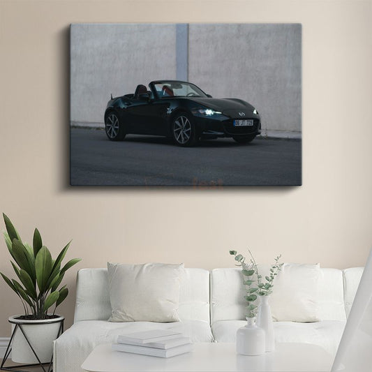 Mazda MX-5 - Siyah Roadster Cabrio Kanvas Tablo