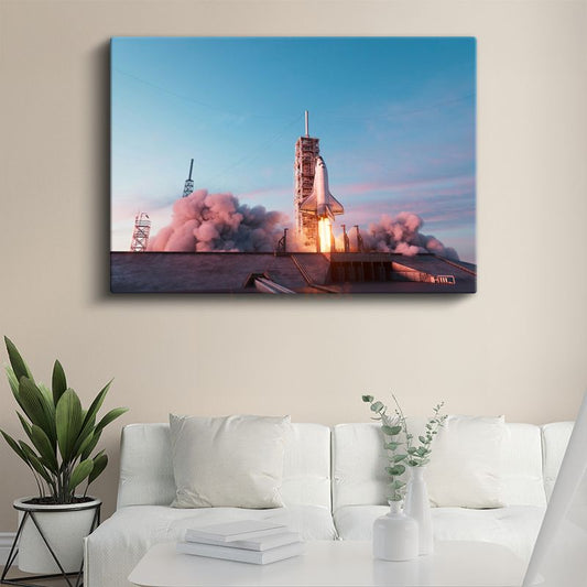 Space Shuttle - Fırlatma Anında Uzay Aracı Kanvas Tablo
