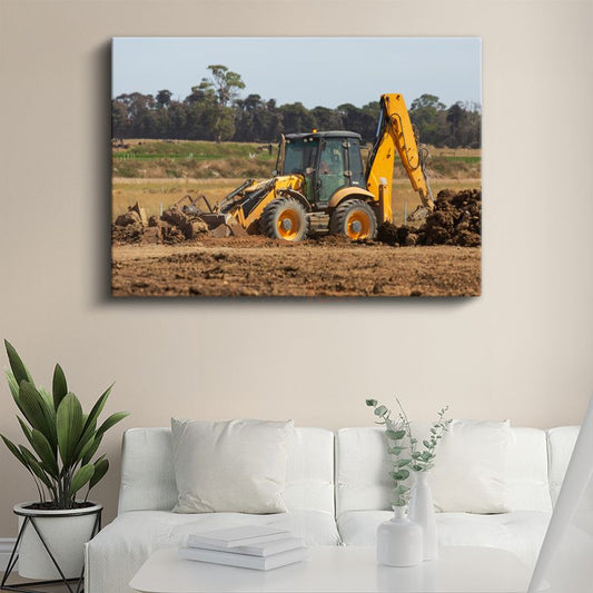 JCB Kazıcı Yükleyici - Toprak İşlerinde Çalışan İş Makinesi Kanvas Tablo