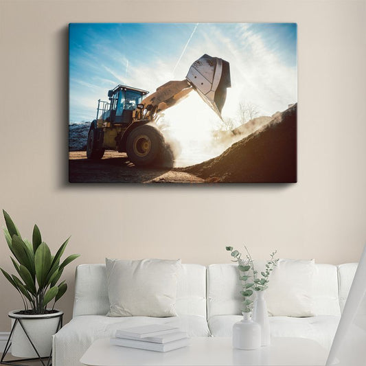 Loader İş Makinesi - Gün Işığında Çalışırken Kanvas Tablo