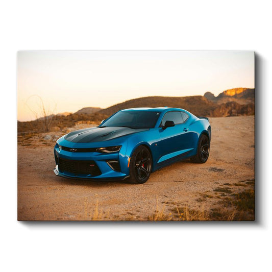 Chevrolet Camaro - Çöl Manzarasında Kanvas Tablo